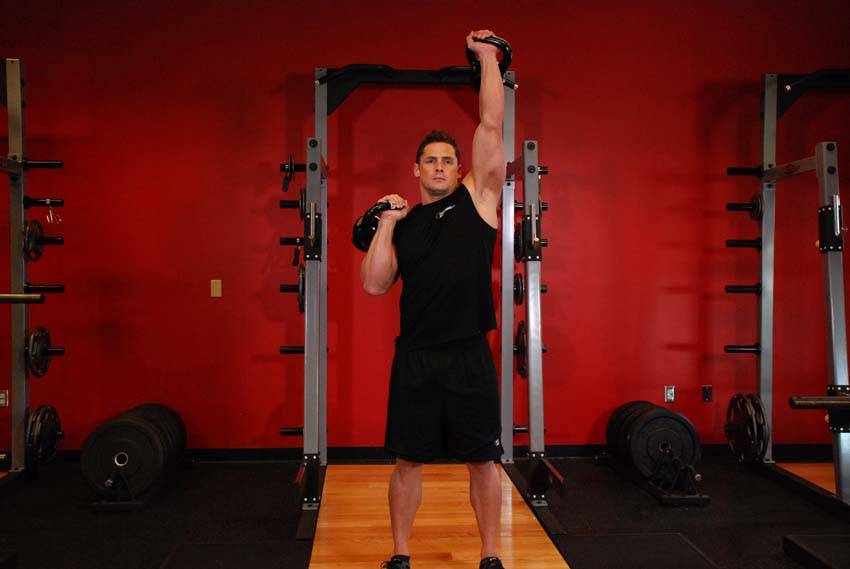 Alternating Kettlebell Press - ending position