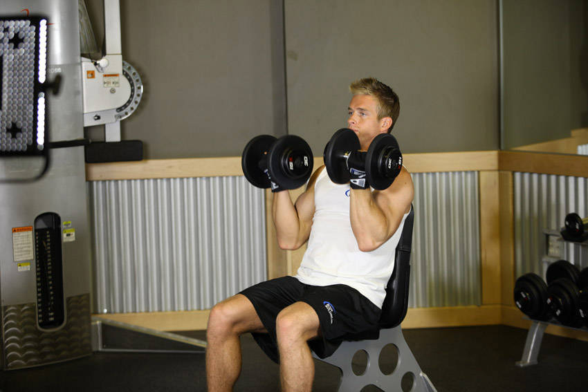 Arnold Dumbbell Press - starting position
