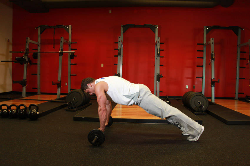 Barbell Ab Rollout - ending position