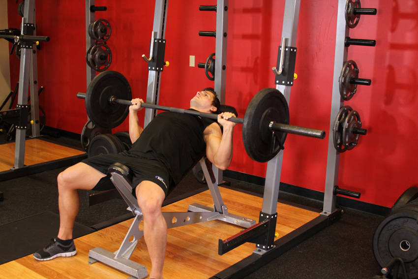 Barbell Incline Bench Press - Medium Grip - ending position