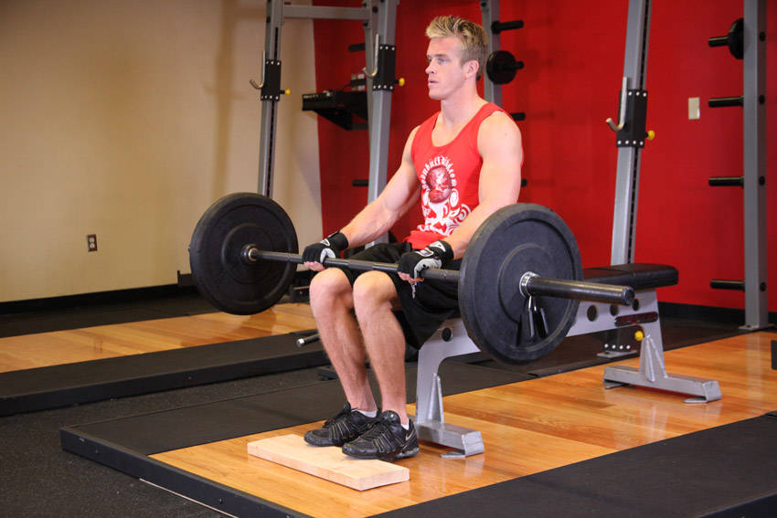 Barbell Seated Calf Raise - starting position