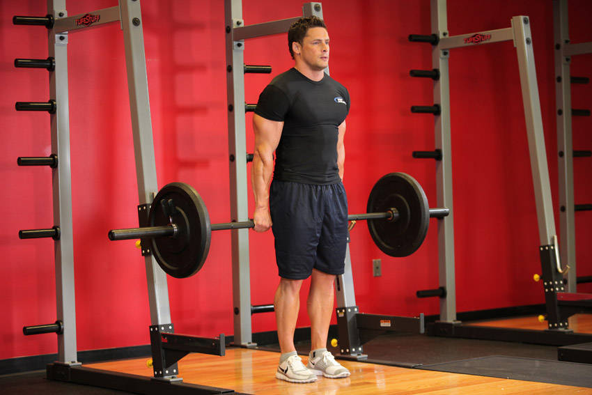 Barbell Shrug Behind The Back - starting position