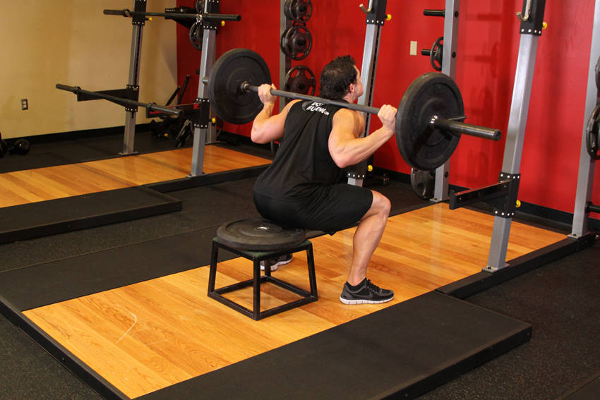 Barbell Squat To A Bench - ending position