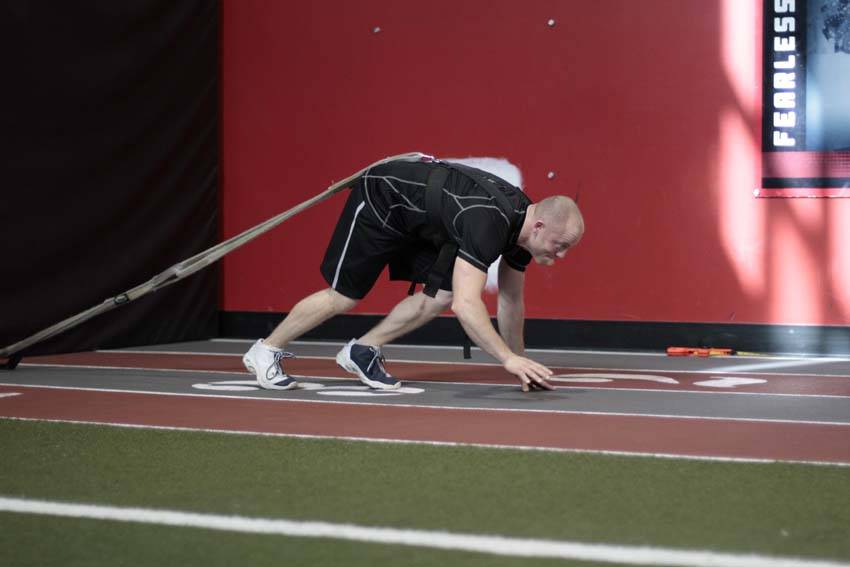 Bear Crawl Sled Drags - starting position