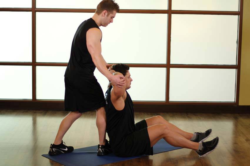 Behind Head Chest Stretch - starting position