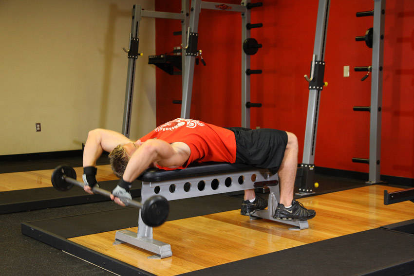 Bent-Arm Barbell Pullover - starting position