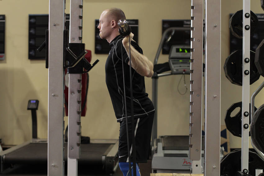 Box Squat with Bands - starting position