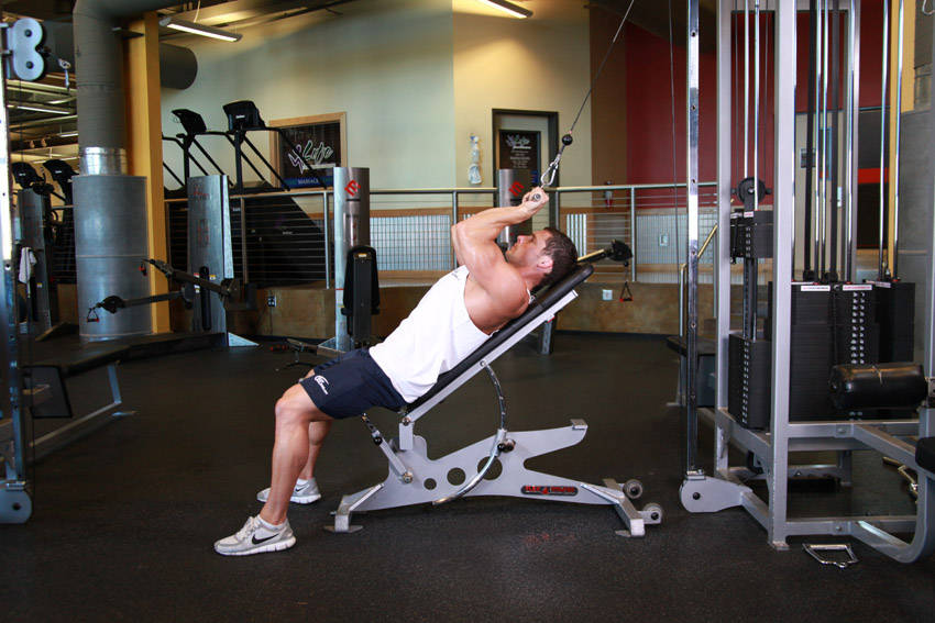 Cable Incline Triceps Extension - starting position