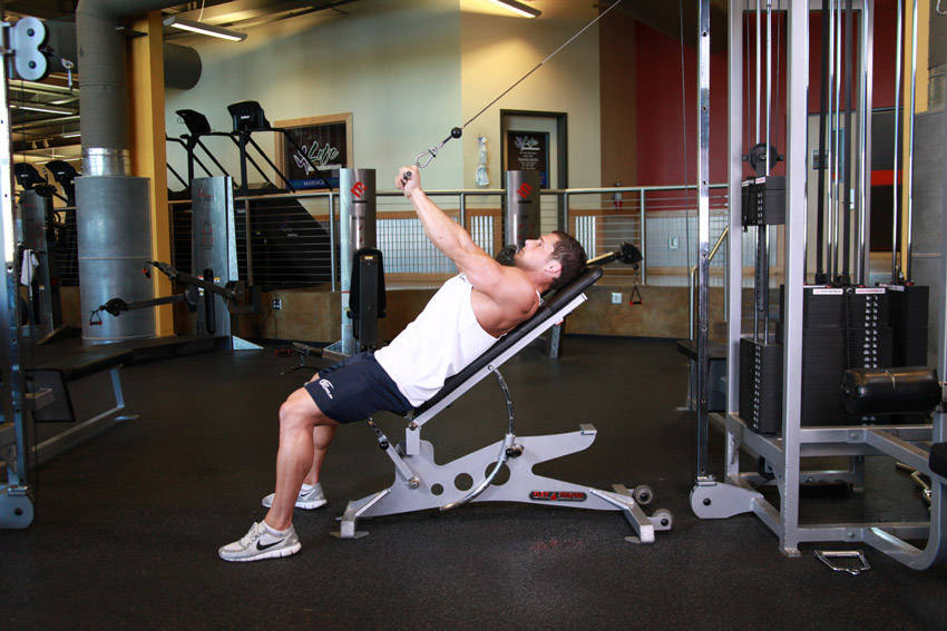Cable Incline Triceps Extension - ending position