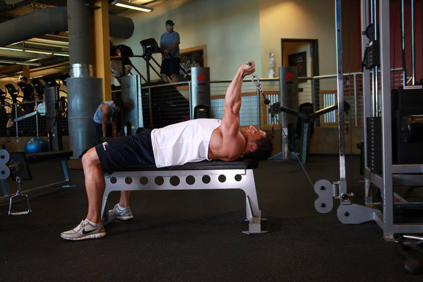 Cable Lying Triceps Extension - ending position