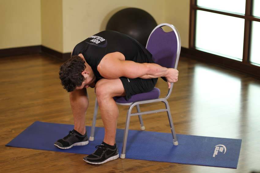 Chair Upper Body Stretch - ending position