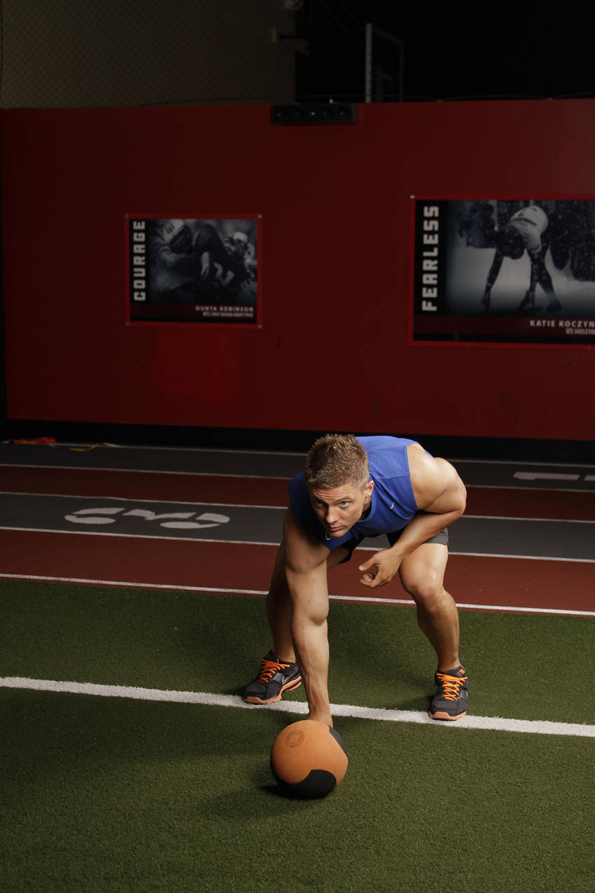 Chest Push from 3 point stance - starting position