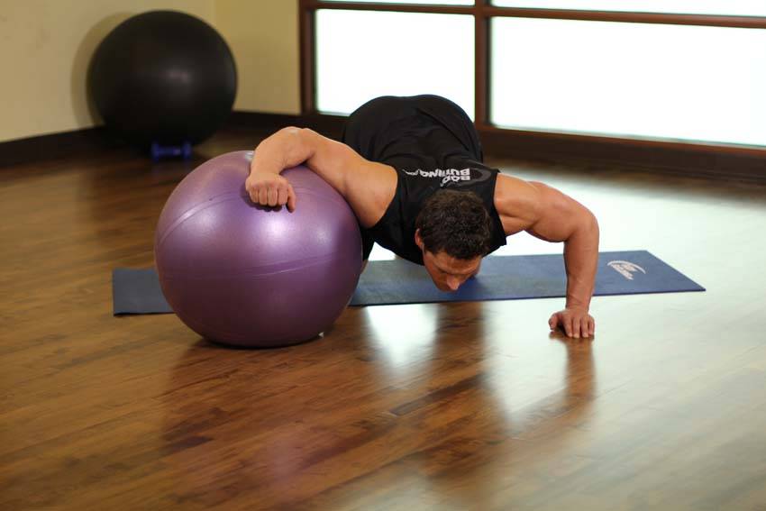 Chest Stretch on Stability Ball - ending position