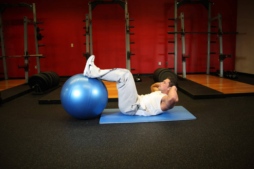 Crunch - Legs On Exercise Ball - ending position