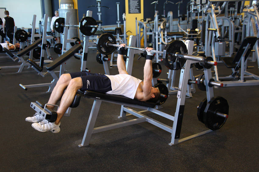 Decline Barbell Bench Press - ending position