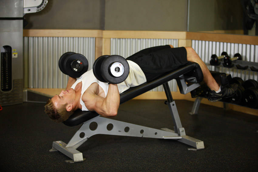 Decline Dumbbell Bench Press - starting position