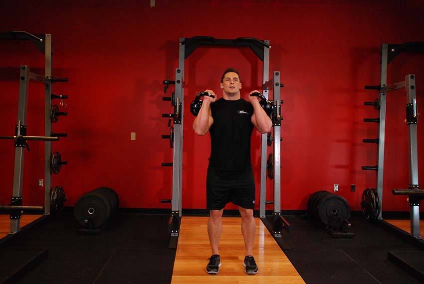 Double Kettlebell Push Press - starting position