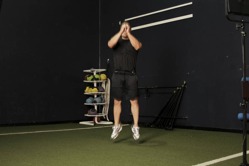 Double Leg Butt Kick - ending position