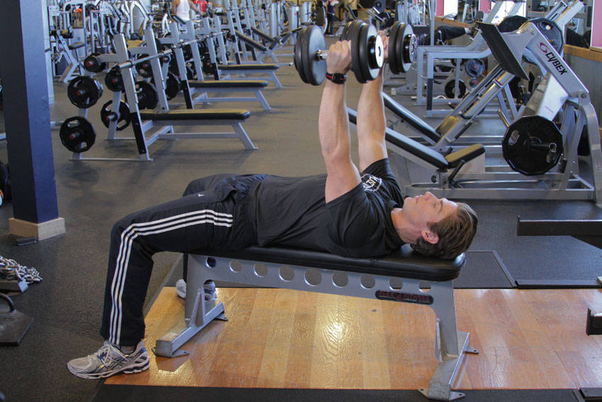 Dumbbell Bench Press with Neutral Grip - starting position
