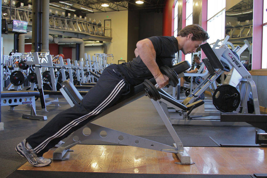 Dumbbell Incline Row - ending position