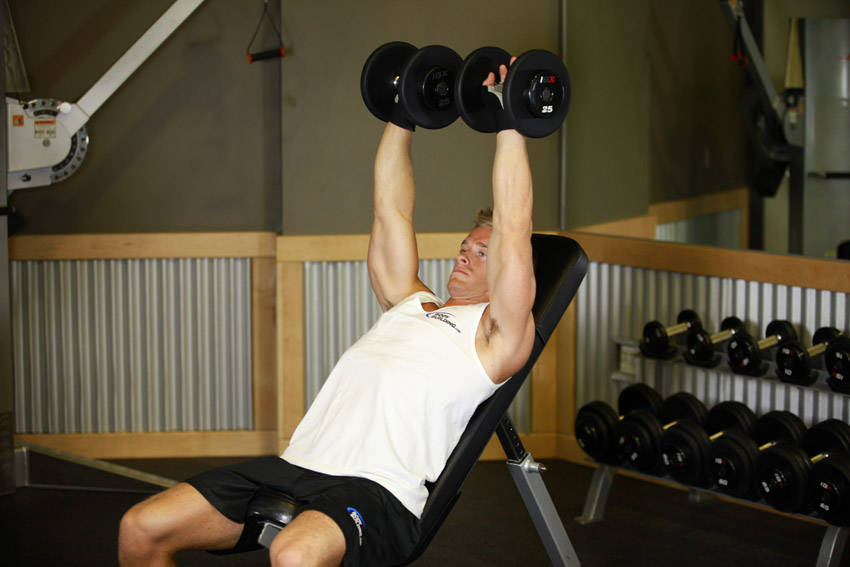 Dumbbell Incline Shoulder Raise - starting position