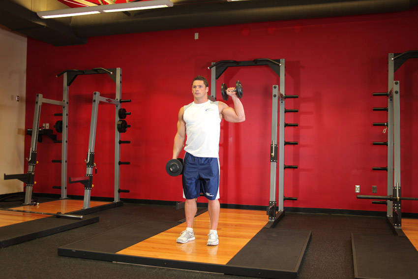 Dumbbell One-Arm Shoulder Press - starting position