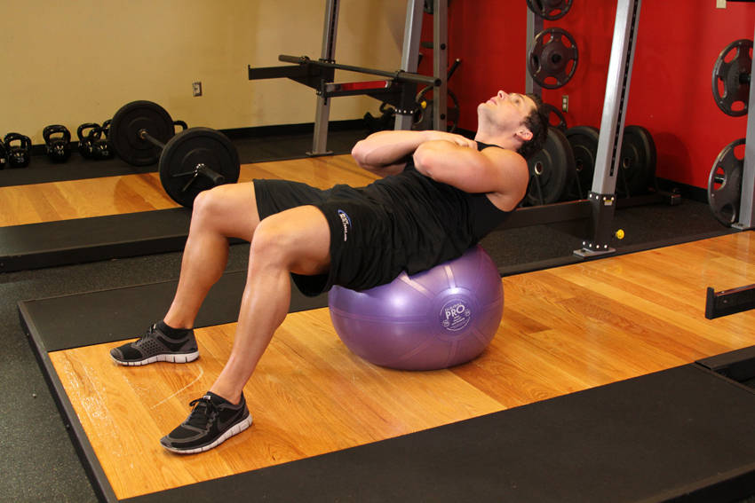 Exercise Ball Crunch - ending position