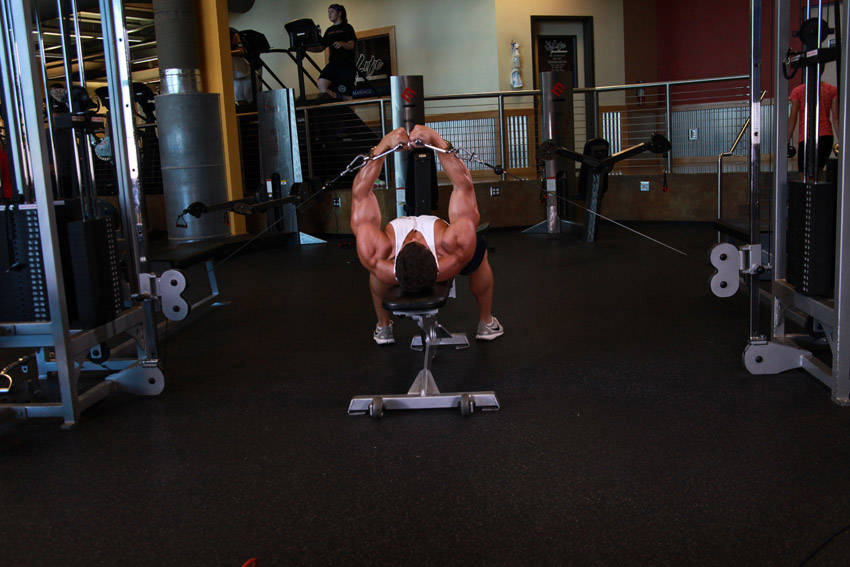 Flat Bench Cable Flyes - ending position