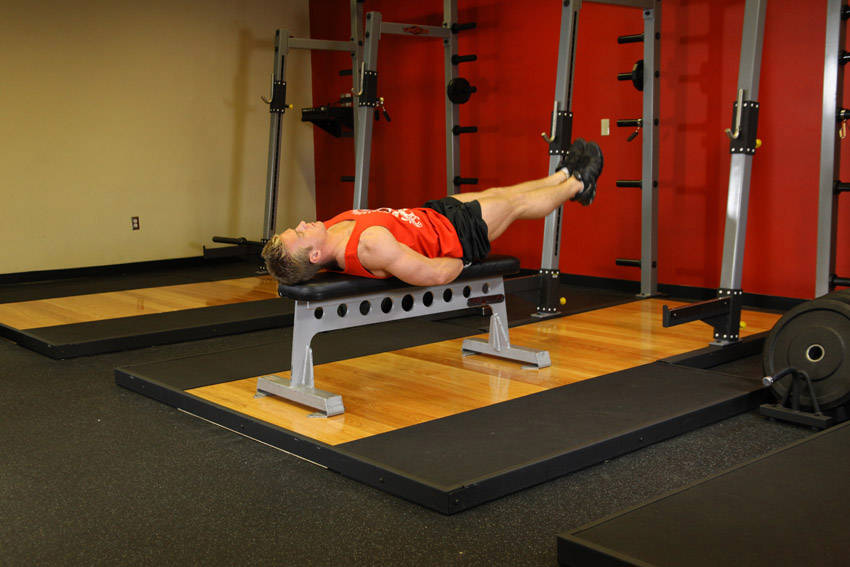 Flat Bench Leg Pull-In - ending position