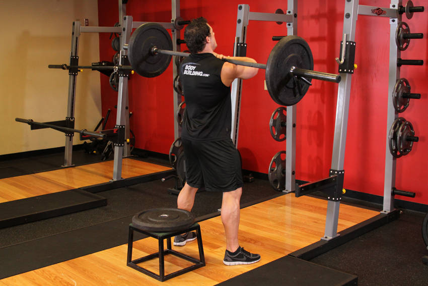 Front Barbell Squat To A Bench - starting position