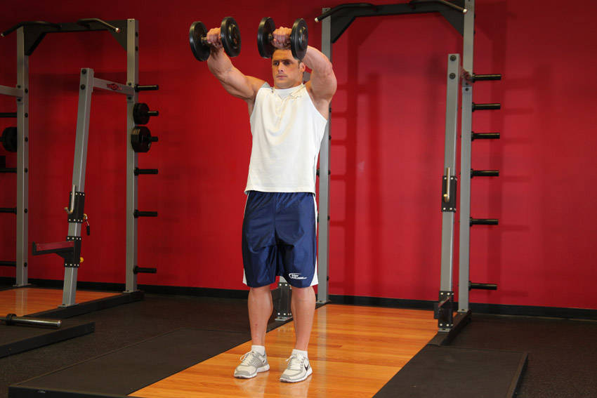 Front Two-Dumbbell Raise - ending position