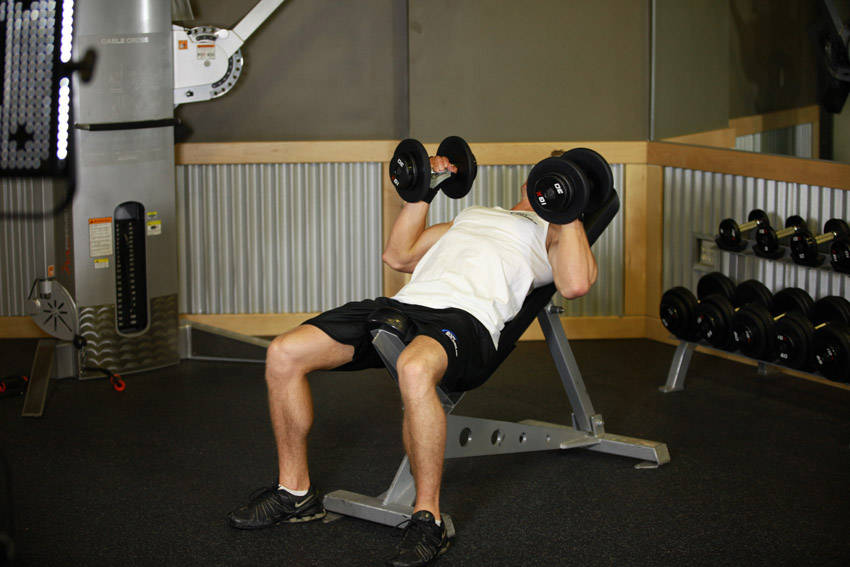 Hammer Grip Incline DB Bench Press - starting position