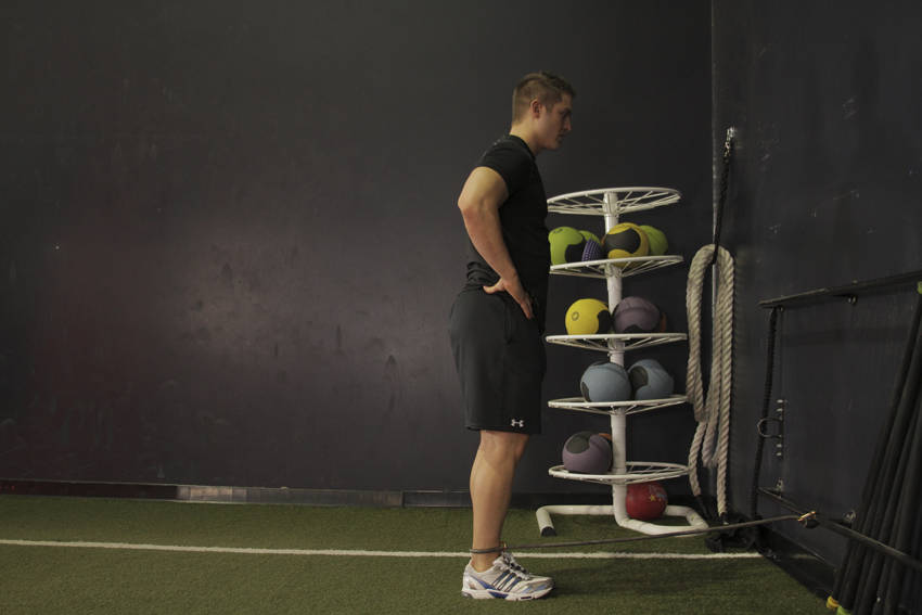 Hip Extension with Bands - starting position