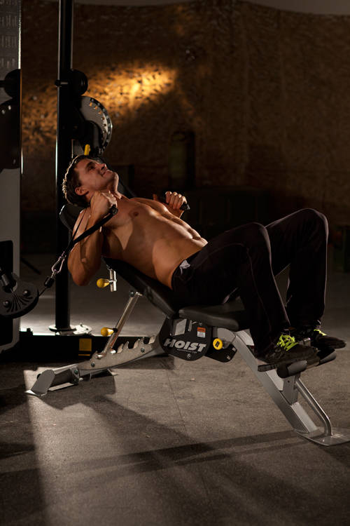 Incline Cable Chest Press - starting position