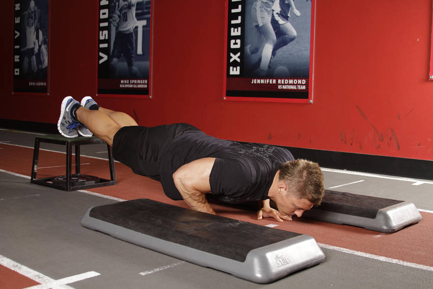 Incline Push-Up Depth Jump - starting position