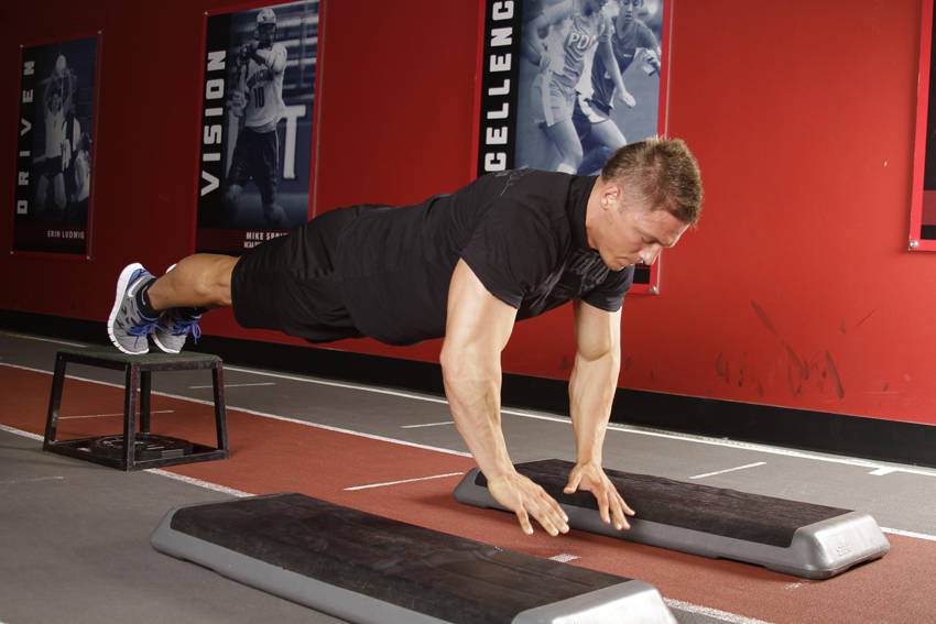 Incline Push-Up Depth Jump - ending position