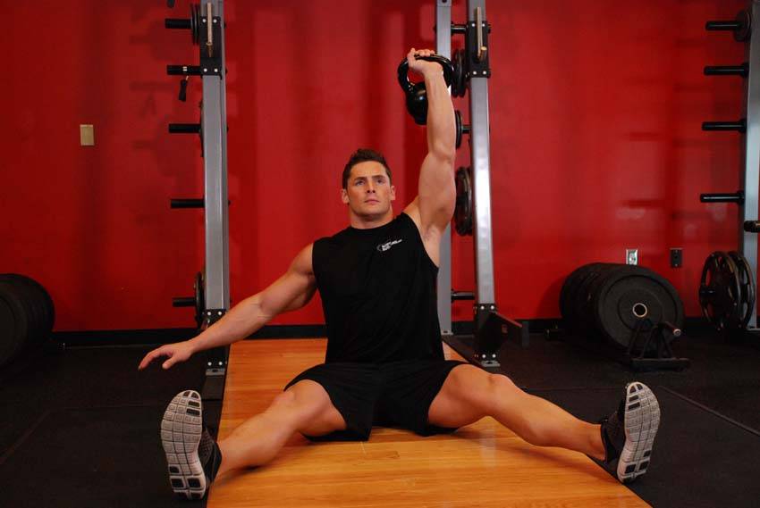 Kettlebell Seated Press - ending position