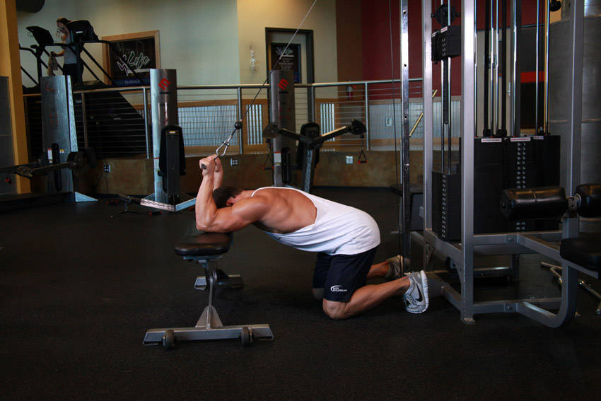 Kneeling Cable Triceps Extension - starting position