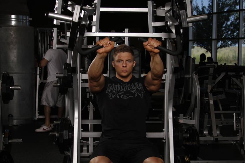 Leverage Incline Chest Press - ending position