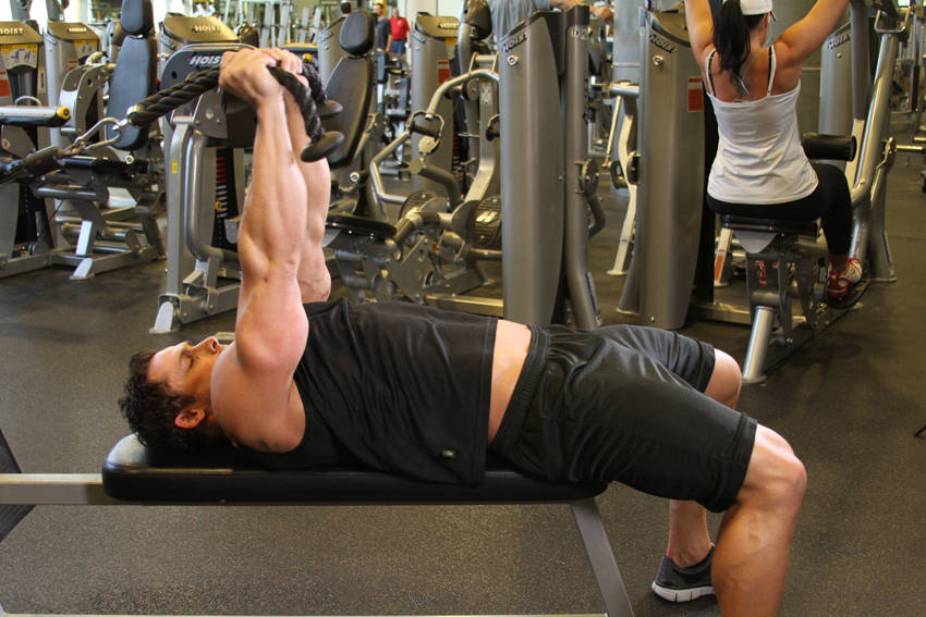 Low Cable Triceps Extension - ending position