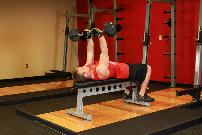 Lying Close-Grip Barbell Triceps Press To Chin - starting position