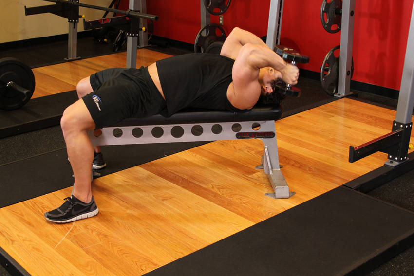 Lying Dumbbell Tricep Extension - starting position