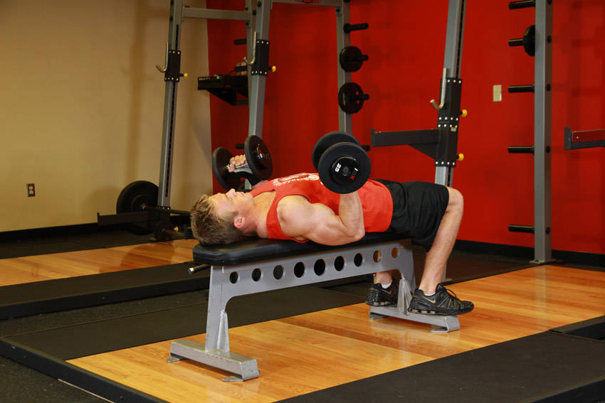 Lying Supine Dumbbell Curl - starting position