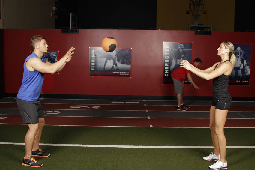 Medicine Ball Chest Pass - ending position
