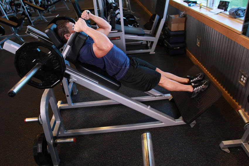 Narrow Stance Hack Squats - ending position