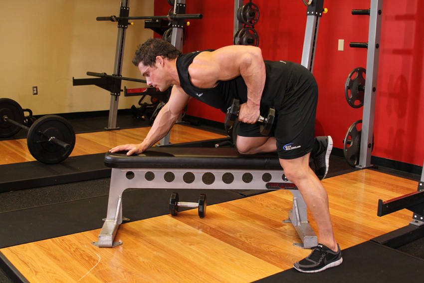 One-Arm Dumbbell Row - ending position