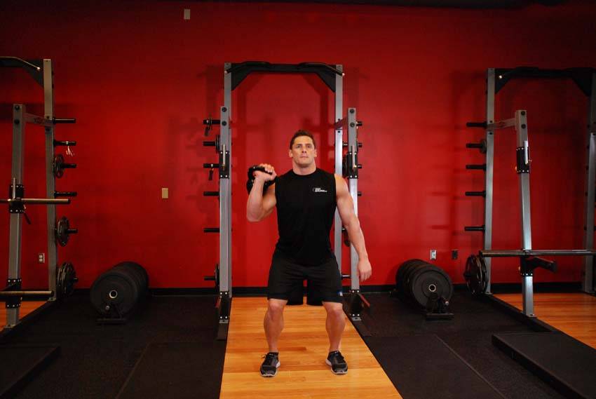 One-Arm Kettlebell Jerk - ending position