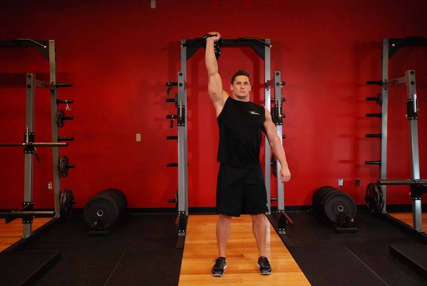 One-Arm Kettlebell Para Press - ending position