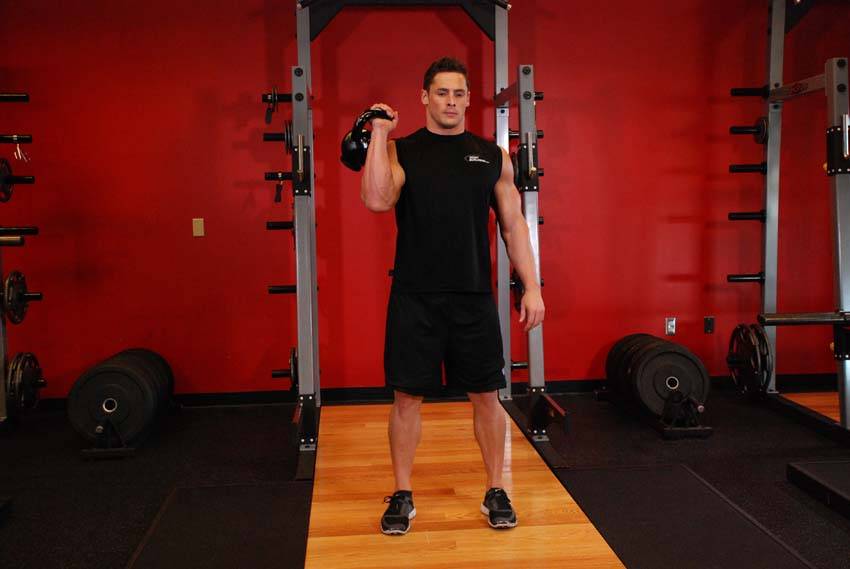 One-Arm Kettlebell Split Jerk - starting position