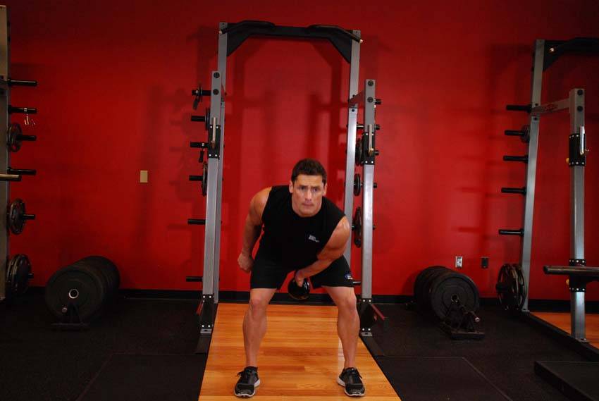 One-Arm Kettlebell Swings - ending position